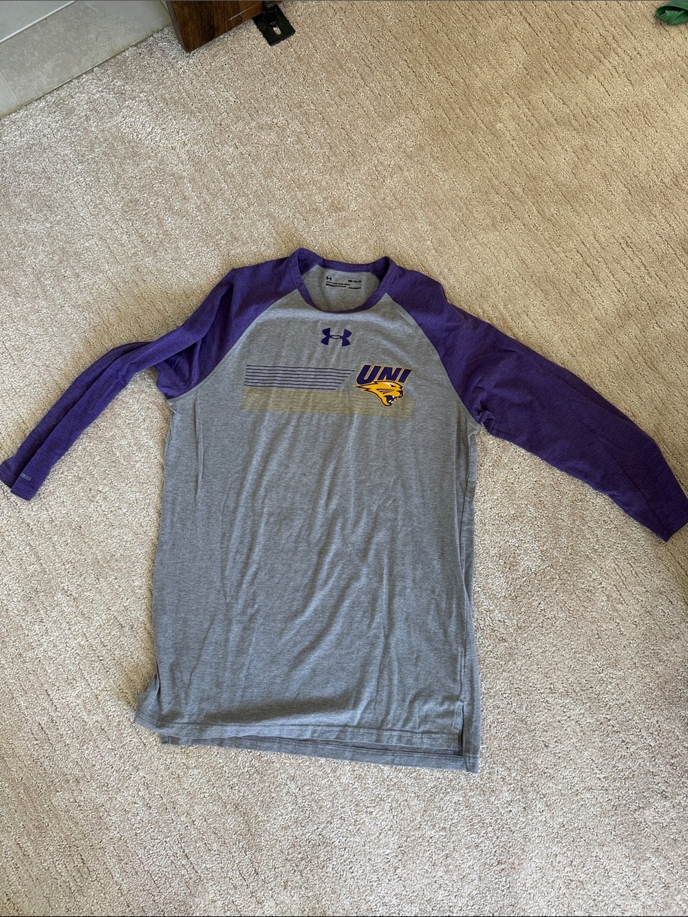 Under Armour Gray & Purple UNI Raglan Athletic Tee
